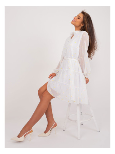 White cocktail dress with ruffles
