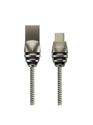 Кабел Canyon CNS-USBC5DG, от USB A(м) към USB Type C(м), 1m, метална оплетка, сребрист