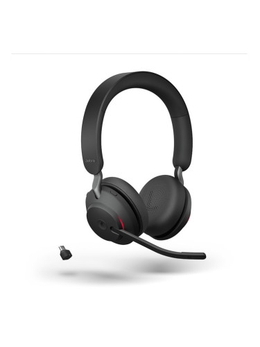 Слушалки Jabra Evolve2 65 UC Stereo, безжични, микрофон, за работа с UC платформи, шумоизолиращ дизайн, светлинна индикация за заетост, Bluetooth, USB Type-C, черни