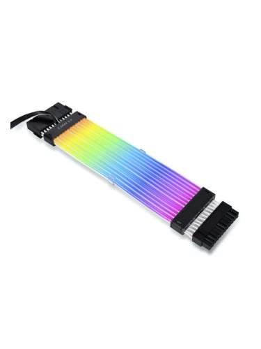 Захранващ кабел Lian Li Strimer Plus V2 (G89.PW24-PV2.00), от 24 pin(м) към 24 pin(ж), RGB подсветка, 22 cm