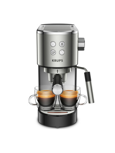 Кафемашина еспресо Krups Virtuoso, 1400W, 15 bar, 1.0 l. обем на резервоара за вода, инокс