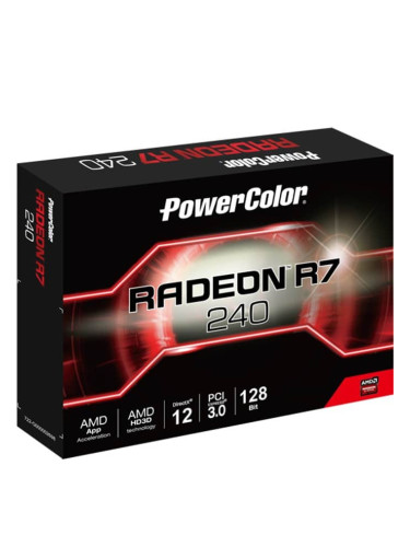 Видео карта AMD Radeon R7 240, 4GB, PowerColor, PCI-E 3.0, GDDR5, 128-bit, HDMI, DVI