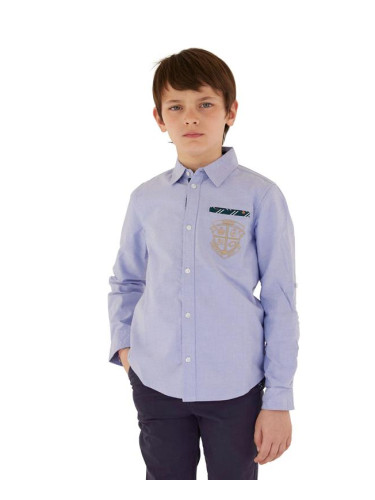 Детска елегантна риза в син цвят с цветен акцент Guess