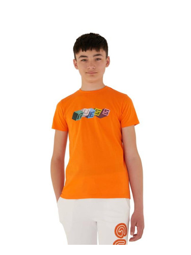 Детска блуза в оранжев цвят с лого Guess