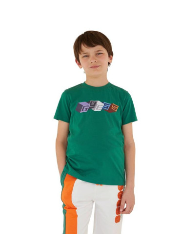 Детска тениска в зелен цвят с лого Guess