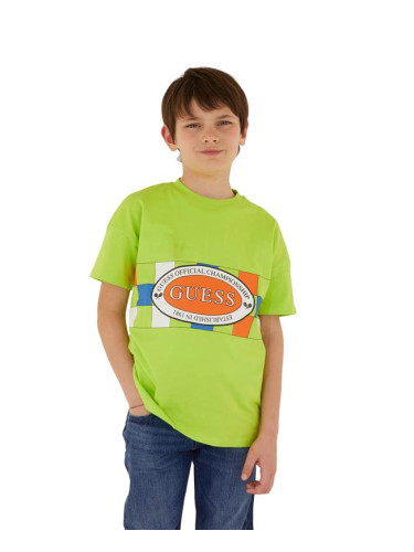 Детска тениска за момче в цвят лайм щампа Guess