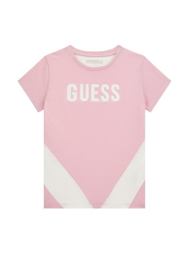 Детска блуза с къс ръкав и надпис Guess