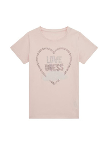 Детска блуза в розов цвят с лого Guess