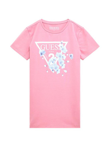 Детска блуза с флорални мотиви в розов цвят Guess