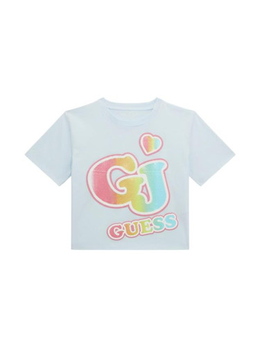 Детска блуза с цветно лого в син цвят Guess