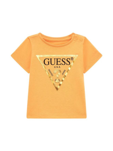 Детска тениска в оранжев цвят с лого Guess
