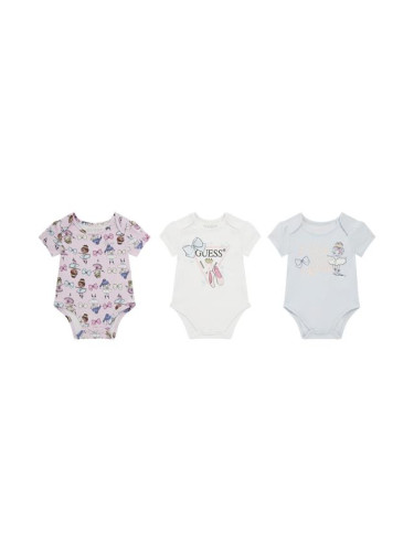 Бебешки комплект от три бодита с щампа в светлорозов цвят Guess