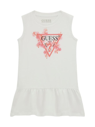 Детска памучна рокля в бял цвят с лого Guess