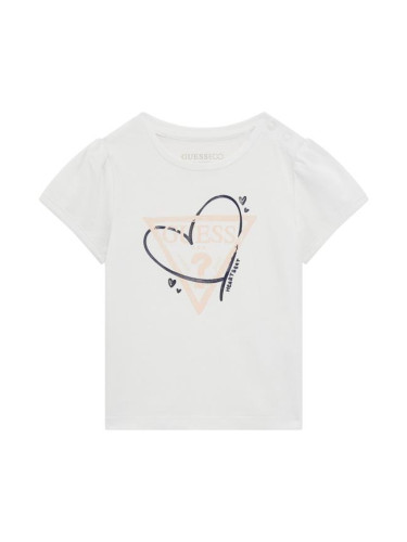 Детска тениска в бял цвят със сърце Guess