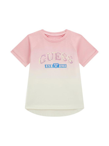 Детска тениска в преливащ розов цвят и пайети Guess
