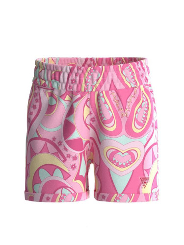 Детски памучни къси панталони в розов цвят Guess