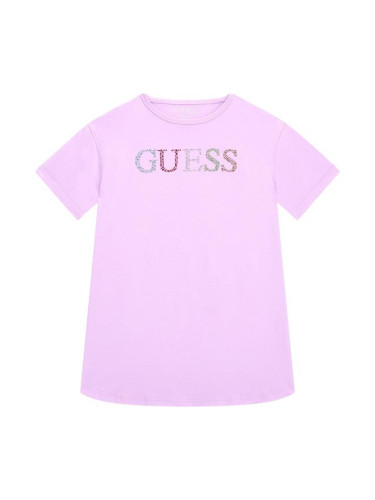 Детска памучна блуза в лилав цвят и декоративни елементи Guess
