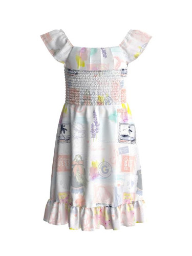 Детска рокля в светлорозов цвят с принт Guess