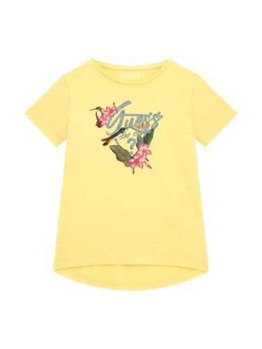 Детска блуза в жълт цвят с щампа Guess