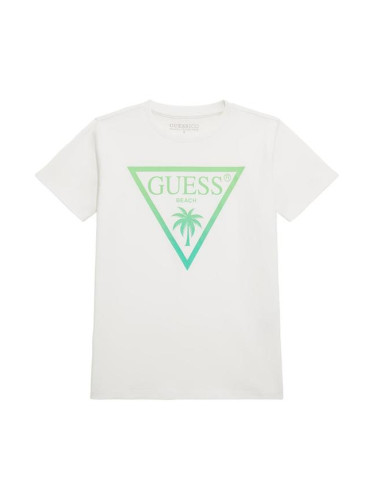 Детска бяла тениска с омбре лого Guess