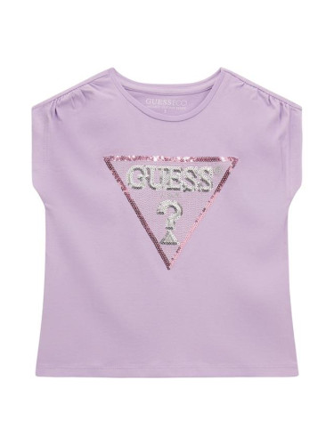Детска блуза в лилав цвят с лого Guess