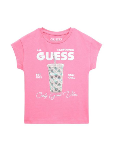 Бебешка блуза с пайети в розов цвят Guess