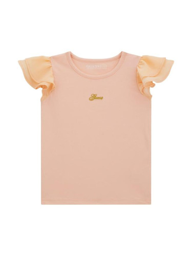 Детска блуза с бродирано лого в цвят корал Guess