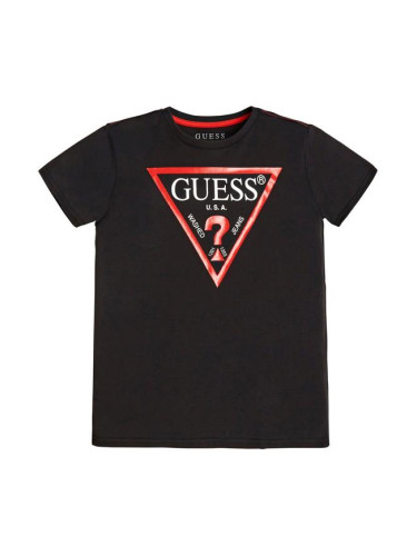 Детска бейсик тениска в черен цвят с лого Guess