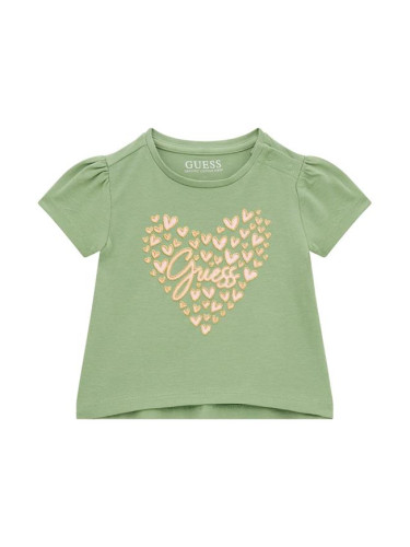 Бебешка блуза в зелен цвят с лого Guess