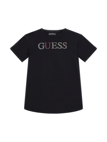 Детска памучна блуза в черен цвят и декоративни елементи Guess