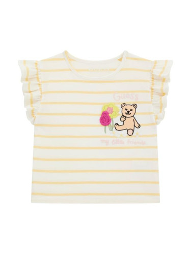 Бебешка блуза на райе в жълт цвят с бродерия Guess
