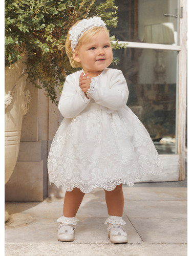 Бебешка официална рокля с бродерия в бял цвят Abel & Lula