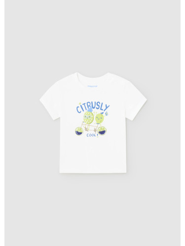 Бебешка бяла тениска с щампа на плодове Mayoral