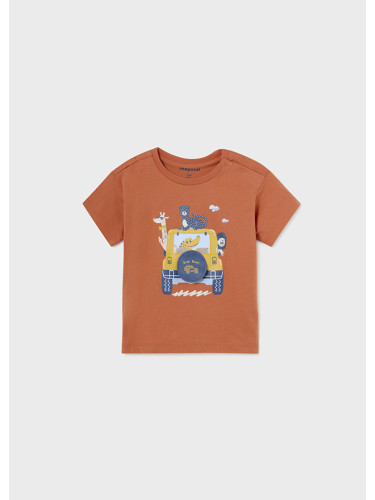 Бебешка тениска в оранжев цвят и щампа с кола Mayoral