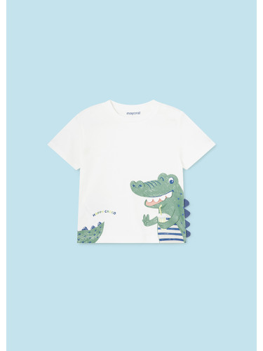 Бебешка тениска с крокодил в бял цвят Mayoral