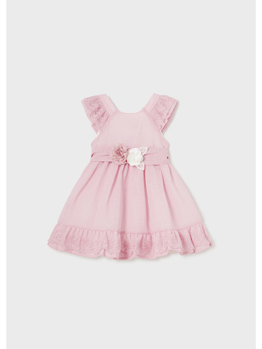 Бебешка официална рокля с дантела в розов цвят Mayoral