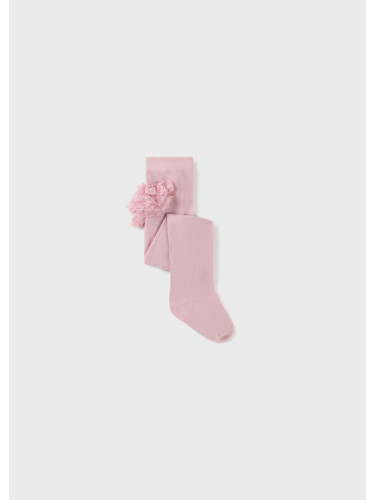 Бебешки чорапогащник с  дантелени къдрички в розов цвят