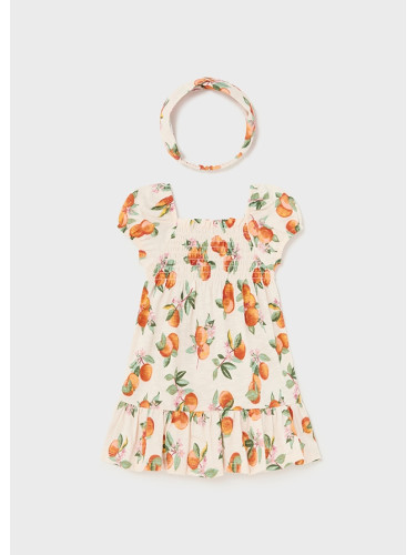 Комплект бебешка рокля и лента с щампи на портокал Mayoral