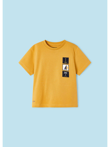Детска тениска в цвят горчица с апликации Mayoral