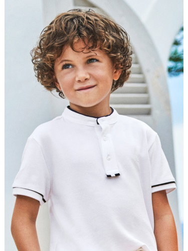 Детска памучна блуза в бял цвят с права яка Mayoral
