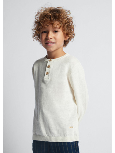 Детски пуловер от памук и лен в цвят ванилия Mayoral