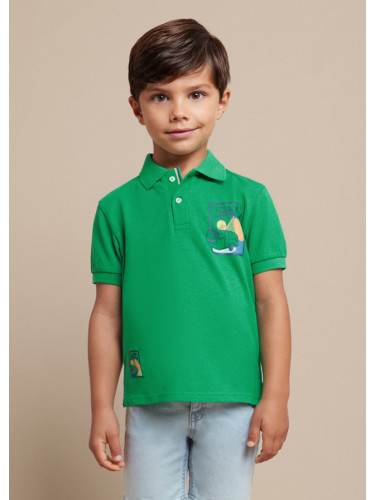 Детска поло блуза с щампа в зелен цвят Mayoral