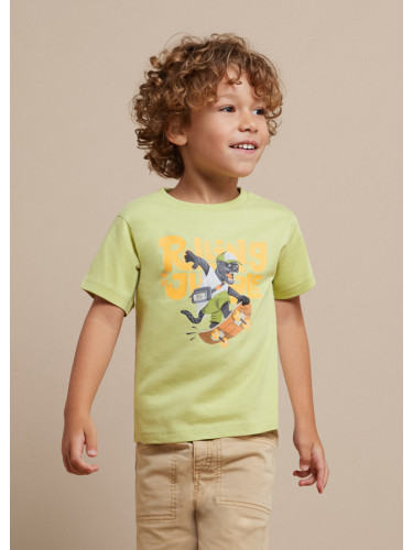 Детска памучна тениска Rolling in the jungle в зелен цвят Mayoral