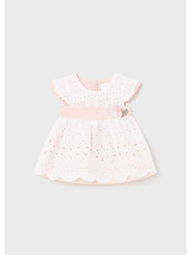 Бебешка памучна рокля с бродерия в розов цвят Mayoral