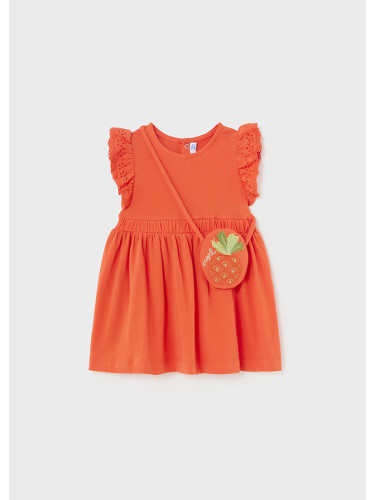 Бебешка рокля в оранжев цвят с малка чанта Mayoral