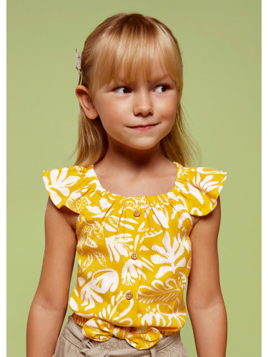 Детска блуза в цвят охра с флорални мотиви Mayoral