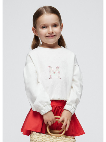 Детска бяла блуза с бродерия Mayoral