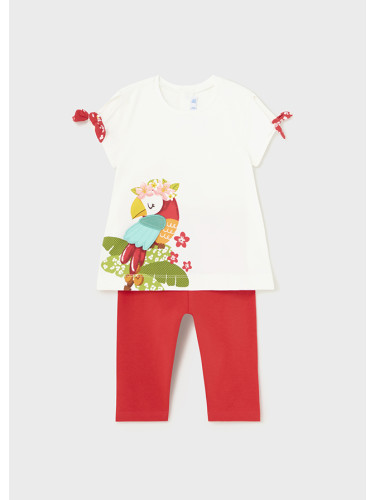 Бебешки комплект с принт папагал и декоративни елементи в червен цвят Mayoral