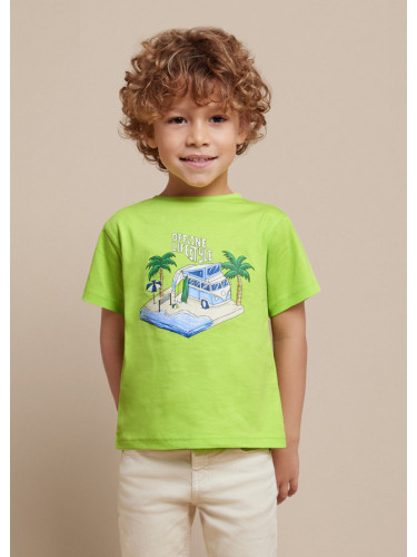 Детска тениска в цвят лайм с щампа каравана Mayoral
