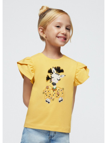 Детска тениска в жълт цвят със зебра Mayoral